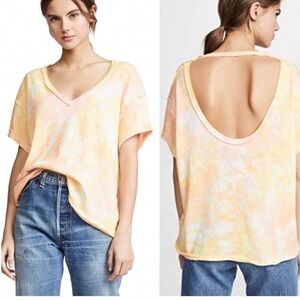 Free People Tie-Dye V-Neck Top Sz M